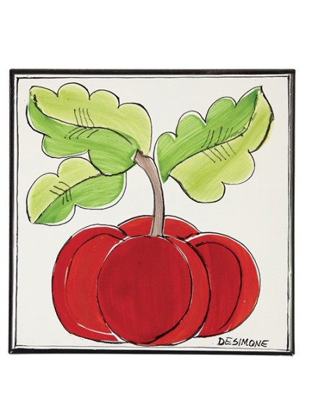 handmade sicilian Ceramic Wall Tile Folk tomato PI297FK-05V