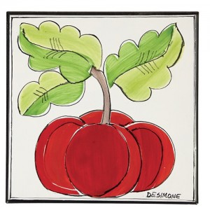 handmade sicilian Ceramic Wall Tile Folk tomato PI297FK-05V