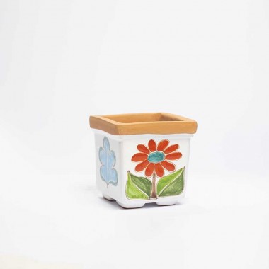 Vaso Porta Pianta Folk fiore ceramiche de simone VSPQMG