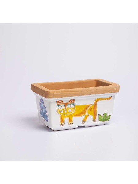 Handmade sicilian Planter Folk Cat VSPRGT De Simone Pottery