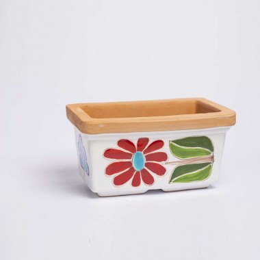 Sicilian ceramic planter Flower Folk de simone pottery VSPRMG