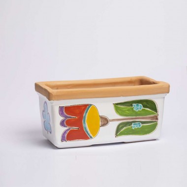 Fioriera rettangolare ceramiche de simone Tulipano Folk VSPRTU
