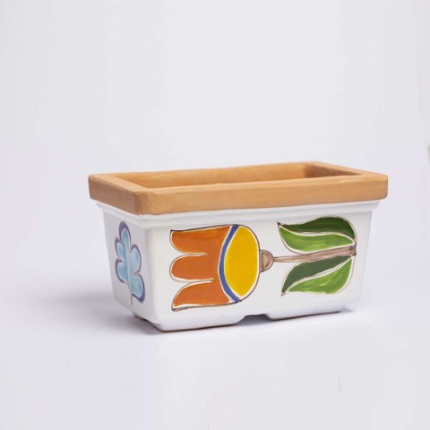 Sicilian Ceramic planter Tulip Folk VSPRTU de simone pottery