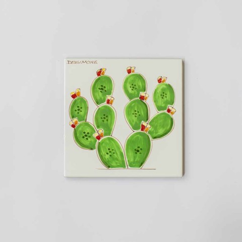 Ceramic Wall Tile Pricly Pear desimone pottery Folk PI297FC