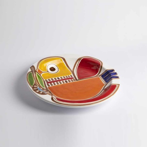 Italian ceramic Round Plate Strombolicchio PTNST de simone pottery