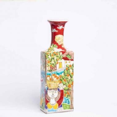 Sicilian ceramic Decorative Bottle DS de simone pottery BT509A