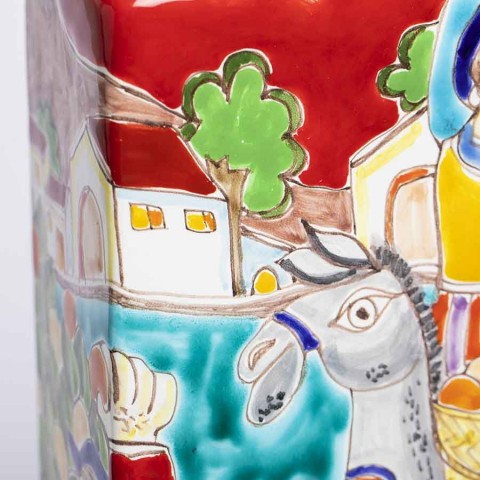 Sicilian ceramic Bottle de simone pottery DS BT509A