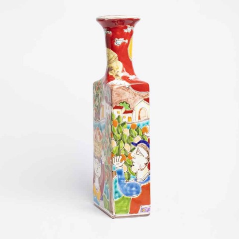 Sicilian Decorative Bottle de simone pottery DS BT509A