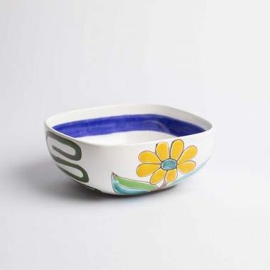 Salad Bowl Folk Flowers CTQ22FC de simone pottery