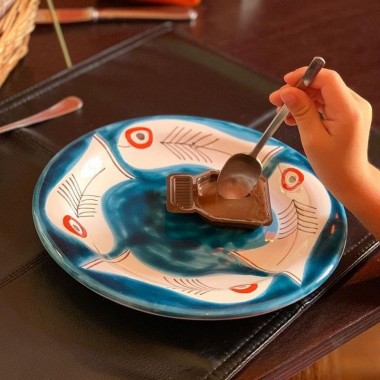 Piatto artigianale siciliano tondo ceramiche de simone Itaca PTIT