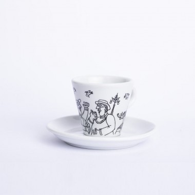 Italian Porcelain Coffee Cup with Saucer Catania TZZ40CT