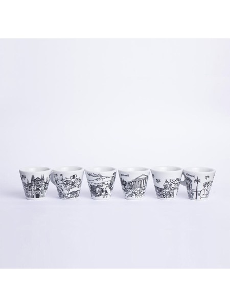 Set Tazzine caffè con Piattino ceramiche de simone bianco nero
