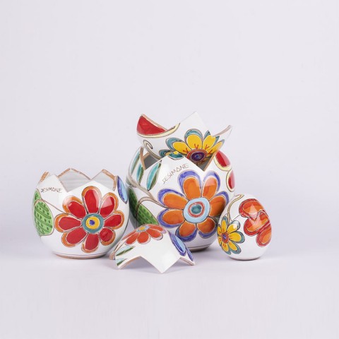 Scatola uovo pasqua floreale ceramiche de simone