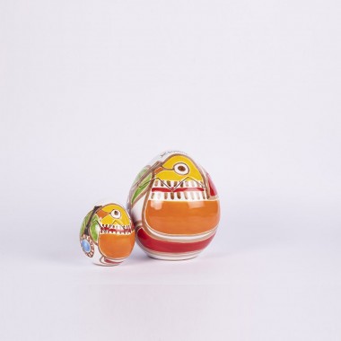 Uovo pasqua artigianale Scatola Folk Pappagallo ceramiche de simone