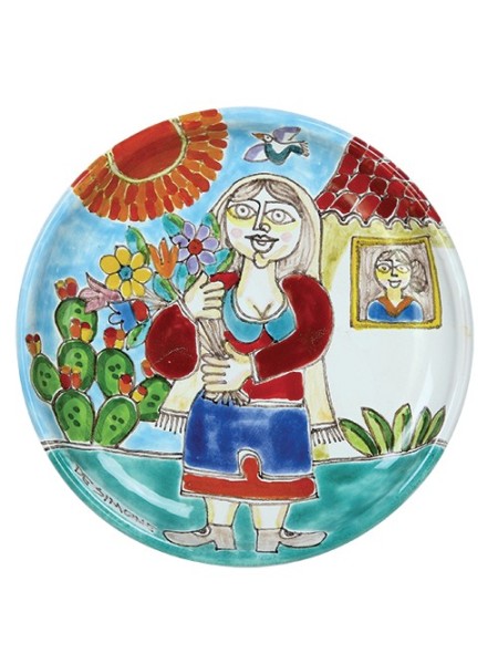 Circular Plate DS 15 cm PT15DS-1 Woman with flowers