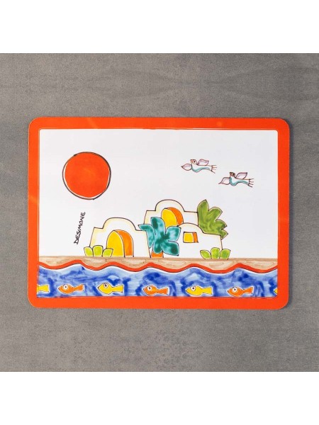 sicilian placemat de simone pottery mangiallegro Dammusi