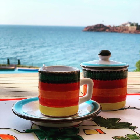 Cylindrical coffee cup with saucer Pantelleria