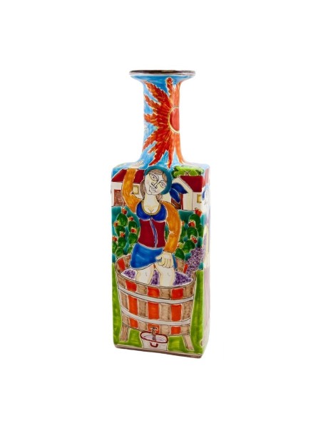 Bottiglia dipinta a mano ceramiche de simone Pigiatura dell'uva DS BT509DS-2