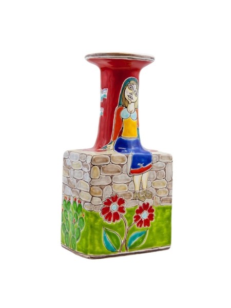 Sicilian handmade Ceramic Bottle DS de simone italian pottery BT509B-1