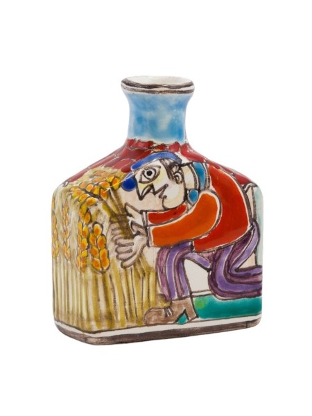 Bottiglia ceramica siciliana Decorativa de simone Raccolta del Grano DS BT611DS
