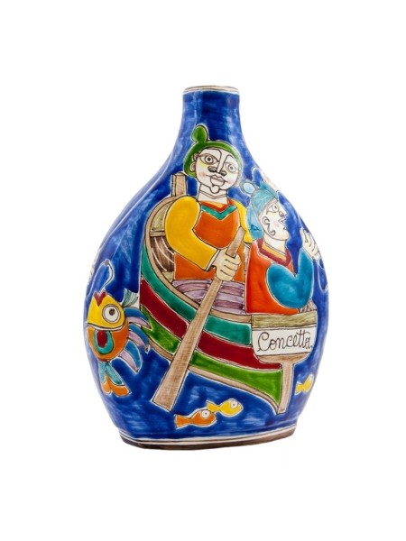 Bottiglia siciliana Decorativa Pescatori ceramiche de simone DS BT610DS-2