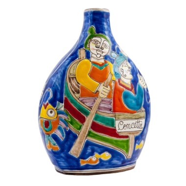 Bottiglia siciliana Decorativa Pescatori ceramiche de simone DS BT610DS-2