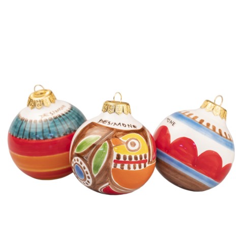 Palla di Natale dipinta a mano Stromboli Ceramiche De Simone