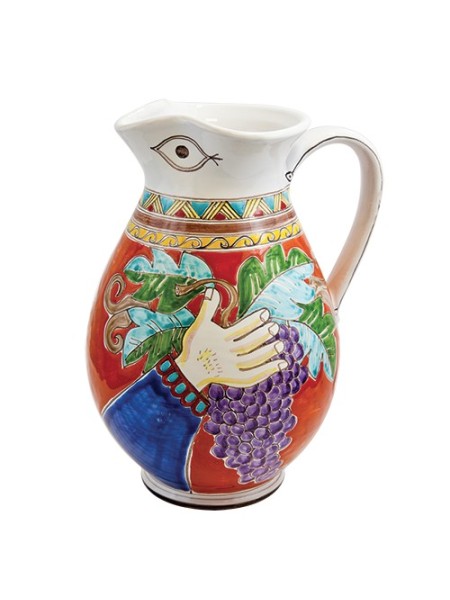 Boccale Sicilia vaso ornamentale ceramiche de simone DS VS655GR Raccolta dell'Uva