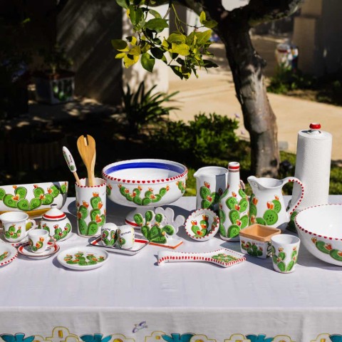 Piatto Tondo Fichi d'India PTFC linea folk ceramiche de simone