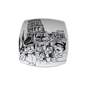 Handmade sicilian Squared Plate Rome De Simone Pottery