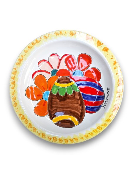 Round Flat Plate Easter Eggs Flowers Limited Edition de simone pottery