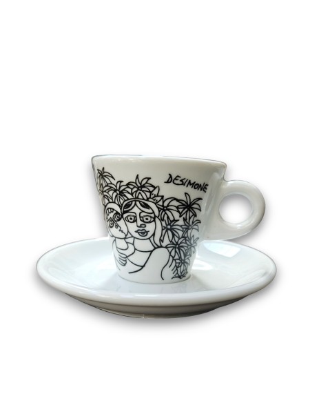 Tazzina caffè porcellana Bianco e Nero Siracusa ceramiche de simone