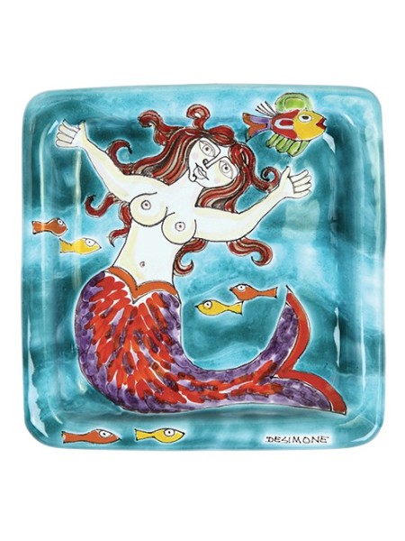 Piatto Quadrato sirena ceramiche de simone 20x20 DS 22
