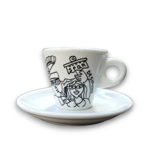 Tazzina caffè Piattino Bianco e Nero Roma ceramiche de simone