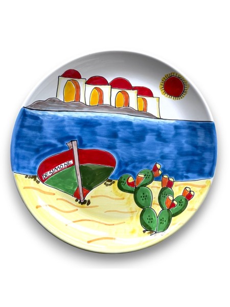 Handmade ceramic Round plate 24 cm Dammusi Elaborato de simone pottery