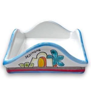 Portatovaglioli quadrato Dammusi realizzato a mano ceramiche de simone
