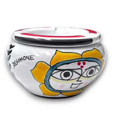 Posacenere antivento Sole Pesce Folk ceramiche de simone