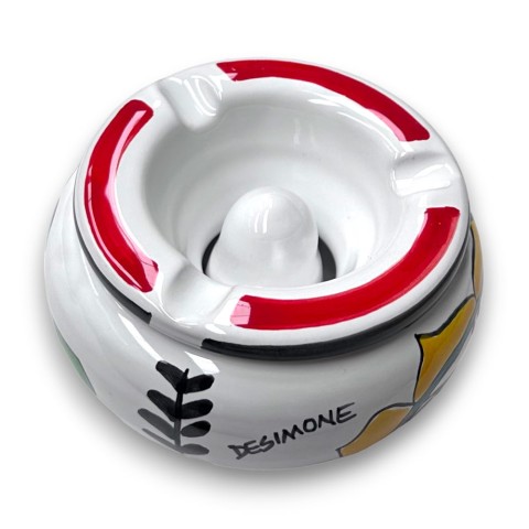 Posacenere antivento Sole Pesce Folk ceramiche siciliane de simone