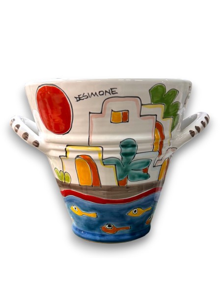Handmade sicilian ceramic Ice Bucket Dammusi de simone pottery