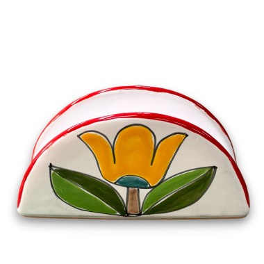 Portatovaglioli mezzaluna Folk Tulipano ceramiche artigianali siciliane de simone
