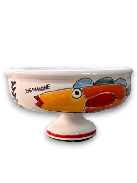 Sicilian ceramic stand cake Centrepiece Lift Folk Fish de simone pottery