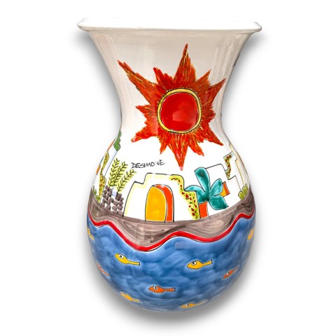 Sicilian ceramic Umbrella stand vase Dammusi