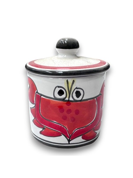 Handmade sicilian ceramic container with lid Folk cancer crab de simone pottery