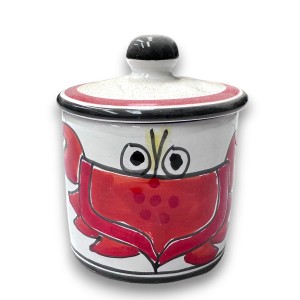 Handmade sicilian ceramic container with lid Folk cancer crab de simone pottery