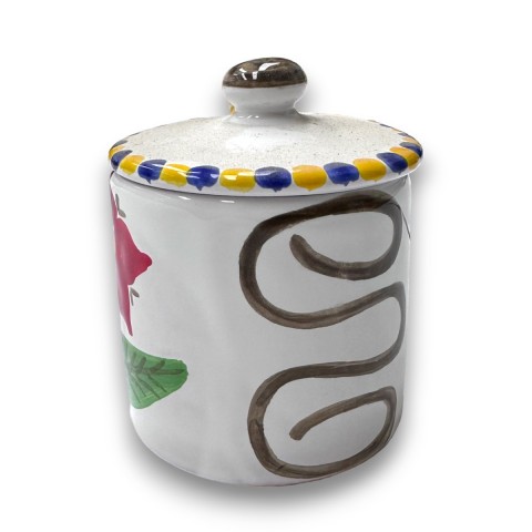 Handmade sicilian ceramic spices container with lid Lampione de simone pottery