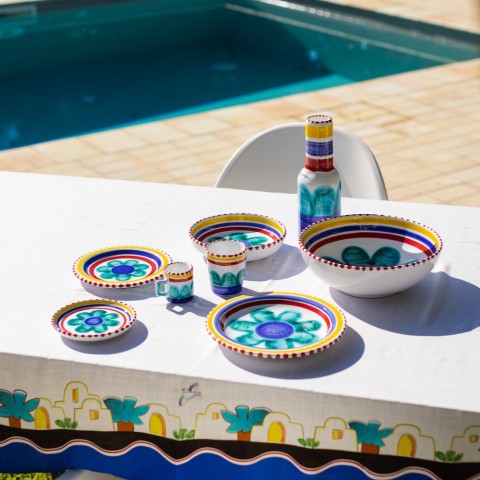 Sicilian handmade ceramic Coffee Cup with Saucer Alicudi