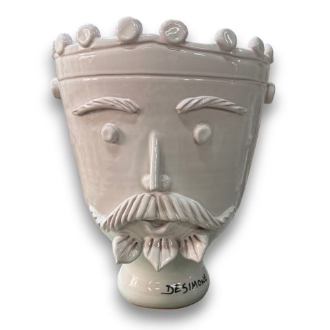 handmade ceramic White Paladin's Head King de simone sicilian pottery