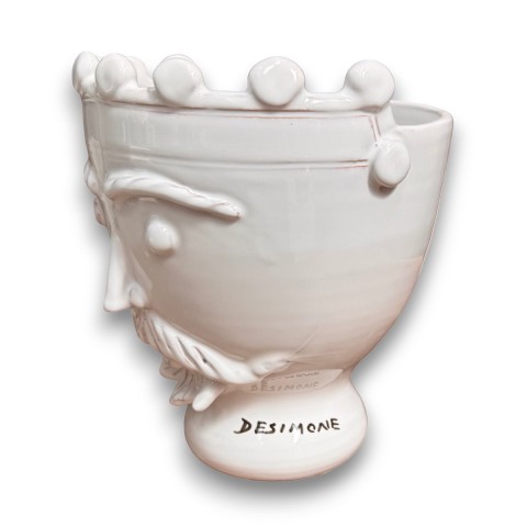 Sicilian ceramic White Paladin's Head King de simone pottery