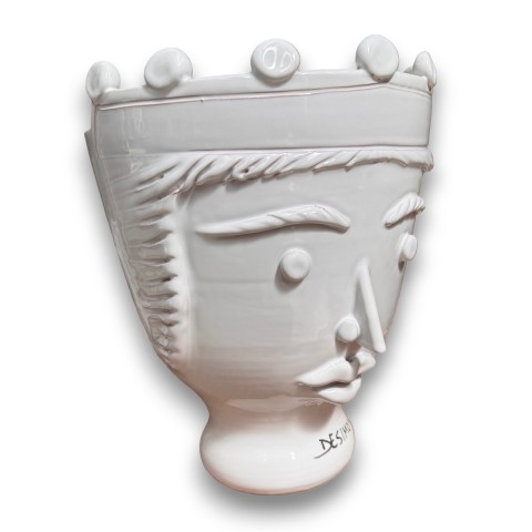 Testa di Paladino Bianca fatta a mano Regina ceramiche de simone