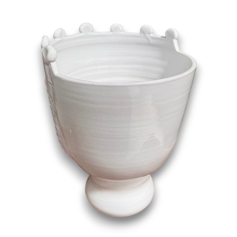 Testa di Paladino ceramica artigianale Bianca Regina retro